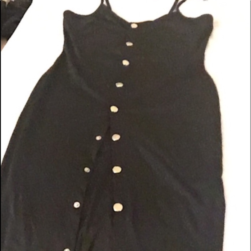 Spaghetti strap fitted button down dress
